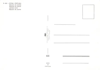 Tombe de Jacinta Marto — Fátima — éditeur Centre de Gravuras Socorros, Porto — Verso