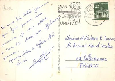 Freiburg — la ville du bois, du vin et de la gothique — éditeur Werbeverlag, n° 601 — Verso