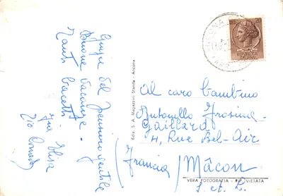 Ancona — Pałac Ludu i Pałac Poczt i Telegrafów — wyd. S.A. Magazzini Standa — Rewers