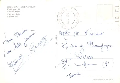 San Sebastián — vue partielle du pont et du mont Igueldo — éditeur Beascoa, n° 1355 — Verso