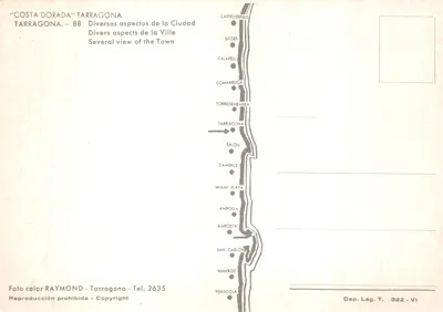 タラゴナ — 沿岸風景とローマ遺跡 — 発行者RAYMOND、No. 88 — 裏面