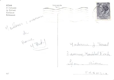 Rome — Colisée — éditeur Fotorapida Terni n°661 — Verso