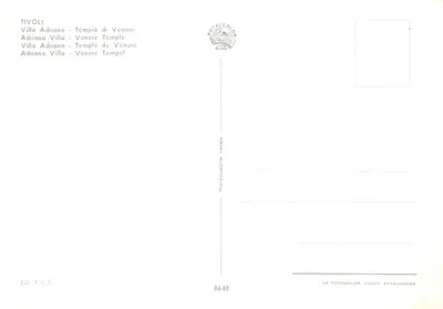 蒂沃利 — 阿德里亚纳别墅 — 维纳斯神庙 — 出版商 P.V.T. 编号 8640 — 背面