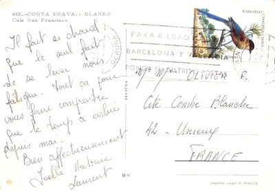 Cala San Francisco — plage de Blanes, Costa Brava — éditeur RABILARGO, n° 468 — Verso