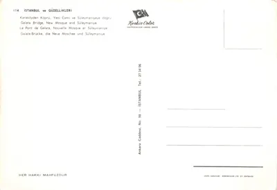 이스탄불 — 갈라타 다리, 새 모스크 및 수레이마니예 궁전의 전경 — Keskin Color — 뒷면