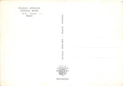 アフリカのマスク — ドゴン — 発行元 Editions HOA-QUI、番号 3718 — 裏面