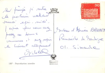 Genève — vue panoramique avec la fontaine et le lac — Éditions Jaeger & Cie — Verso