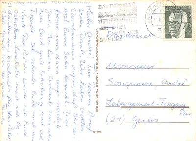 Titisee-Höllental-Feldberg — widok panoramiczny jeziora i gór — Verlag Galle-Leber, FF 2708 — Rewers