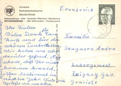 Szenen des Rothaargebirges — Ansicht der Waldlandschaft, des Schlosses Adolfsburg, des Dorfes Kirchhundem, des Restaurants Hirschfreigehege sowie der Dörfer Würdinghausen und Rinsecke — Verlag: Verlag Freiburg — Rückseite