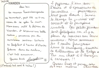 Vianden — widok zamek i wioska — wydawca Edit. Thill, S.A — Rewers