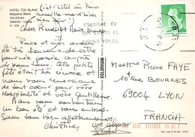 Tú C Blanc 호텔 — Val d'Arán — 발행사 KOLORHAM POSTALES — 뒷면
