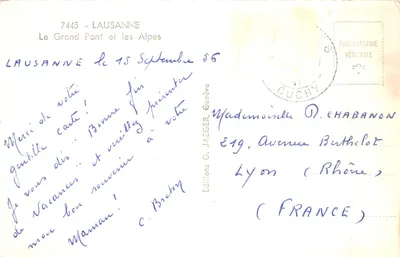 Lausanne — Le Grand Pont et les Alpes — Éditions G. Jaeger, Genève — पीछे