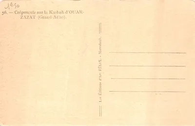 Crépuscule sur la Kasbah d'Ouarzazat (Grand-Atlas) — Les Éditions d'Art Félix, Marrakech — 뒷면