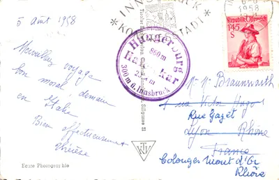 Innsbruck gegen Norden — vue panoramique des Alpes avec indication des sommets et des stations de montagne — éditeur Echte Photographie, n° 1089 — Verso
