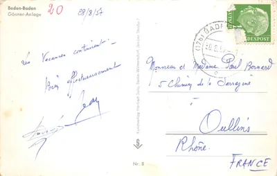 Baden-Baden — Fontaine de la Görner-Anlage — Kunstverlag Herbert, Nr. 8 — Reverso
