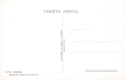 Mezquita — Virgen de los Faroles — wydawca Fournier, G. Capitán, 8, Córdoba — Rewers