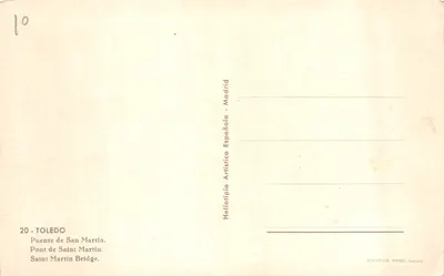 Toledo — Most św. Martyna — Heliotipia Artística Española, Madryt — Rewers
