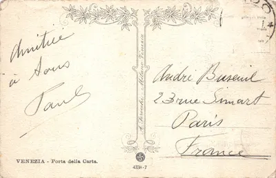 Vénétie — Porta della Carta — éditeur A. Brocchi - Milano Venezia, n° 4338-7 — Verso
