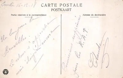 Bruxelles — Marché aux Fleurs — éditeur anonyme, n° 33 — Verso