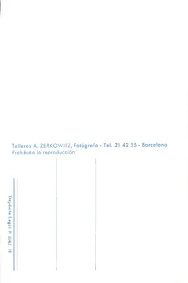 Barcelona — Plac Montjuïch — widok panoramiczny z fontanną centralną i wieżami wystawy uniwersalnej z 1929 roku — wydawca: FUSITE Y PARQUE MONTJUICH, nr 589 — Rewers