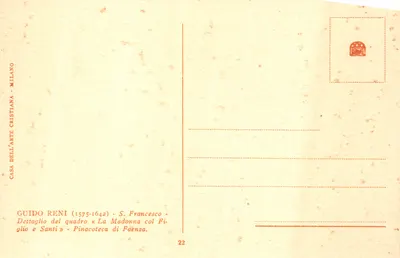 Św. Franciszek z Asyżu — szczegół obrazu — Casa dell'Arte Cristiana Milano — Rewers