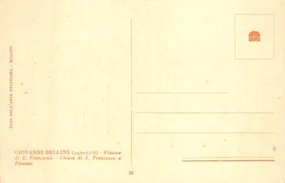 Ausblick auf S. Francesco — religiöse Szene — Verlag CASA DELL'ARTE CRISTIANA MILANO, Nr. 34 — Rückseite