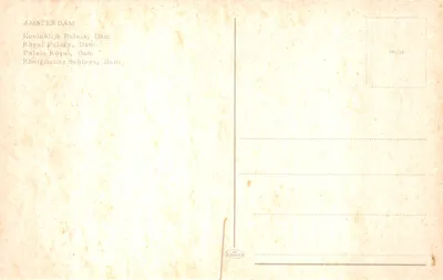 Amsterdam — Palais Royal, Dam — éditeur Krüger, n° 935/18 — Verso