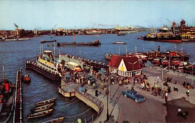 Amsterdam - C. — Vue du port avec ferry et quai — éditeur Krüger