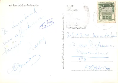Saarbrücken — vue partielle du pont — éditeur Verlag F. MUTH, n° 491 — Verso