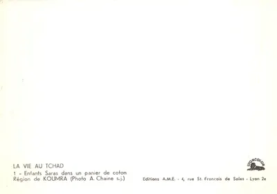 綿の籠に座るサラの子供たち — クウマラ地域 — A.M.E出版 — 裏面
