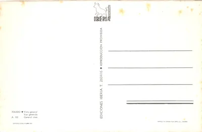 托莱多 — 一般全景 — Iberia出版社，编号A.102 — 背面
