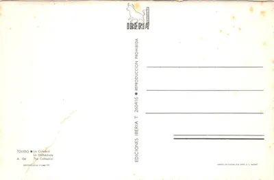 托莱多 — 从小巷看大教堂 — Iberia 出版，编号 A. 104 — 背面