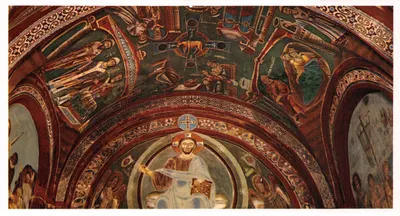 Abbazia di Novalesa — Chapelle de Saint Éldrado — fresques byzantins de la voûte représentant les histoires de saint Nicolas (vers 1240)