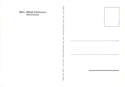 Zaal van het Paleis Schönbrunn in Wenen — rijk versierde binnenkant met historische freskemuren en kristallen kroonluchters — uitgever Wien, Schloß Schönbrunn, serie-nummer 5132 — Achterkant