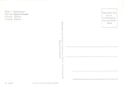 ウィーン。スターツオペラ — ヴィエナ国立オペラ — 出版元 P. Ledermann、番号 51307 — 裏面