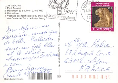 Pont Adolphe — viaduc à arches — Souvenir de Luxembourg, éditeur Joer — Verso