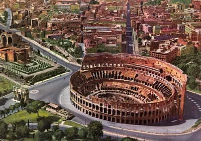 Rome — Vue aérienne du Colisée et des ruines romaines — Riproduzione Vietata