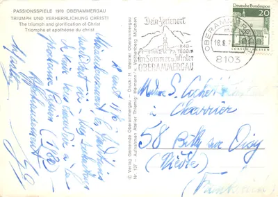 基督的胜利与神化 — 奥伯阿默高复活场景 — 出版者 H. Weixler / v. Volthenberg — 背面