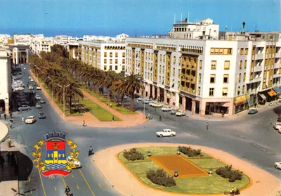 Avenue Mohammed V — rond-point avec emblème municipal — éditeur JEFF, n° 373