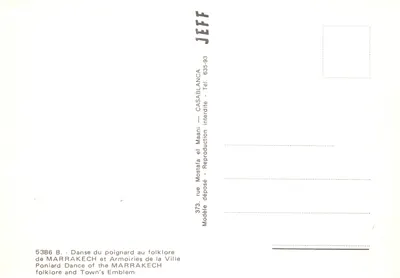 Danse du poignard au folklore — Marrakech — éditeur JEFF, n° 5386 B — Verso