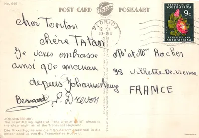 Johannesburg — vue aérienne nocturne — Artco (No. 646) — Verso