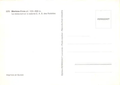 Montana-Crans — restauracja i chatka C.A.S. des Violettes — wydawnictwo PERROCHET — Rewers