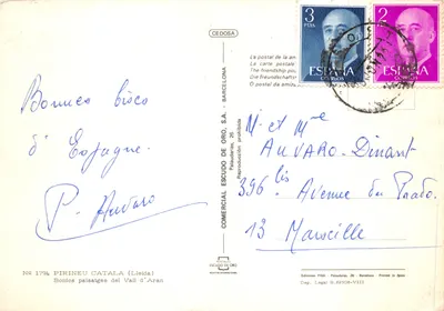 Valle de Aran — Kerk met kloostertoren — Uitgever ESCUDO DE ORO, n° 1794 — Achterkant