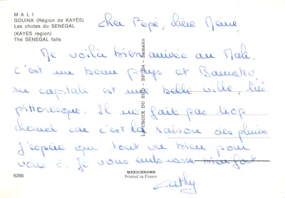 Chutes du Sénégal — Gouina (région de Kayes) — éditeur IRIS — Verso