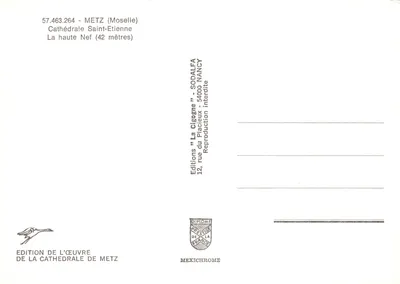 Katedra św. Etienne — Nef — Wydawnictwo Katedry Metz, nr 57.463.264 — Rewers