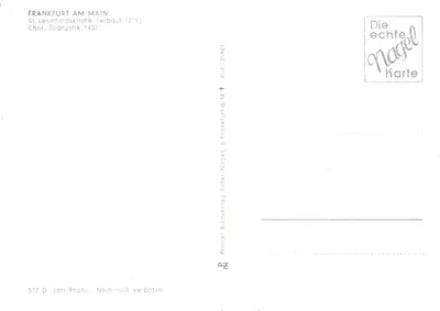 法兰克福美因河畔 — 圣列奥哈德教堂，晚期哥特式教堂 — 出版商 Peter Nagel，编号 235#81 — 背面