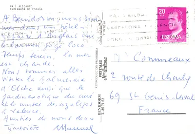 Alicante — promenada z palmierymi i falistym brukiem — wydawca Callosa de Ensarria — Rewers