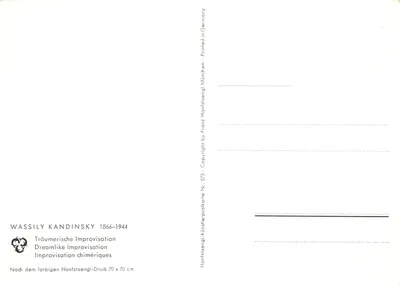 Träumerische Improvisation — Werk von Wassily Kandinsky — Verlag Franz Hansstaengl, Nr. 573 — Rückseite