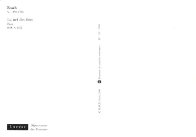 Statki szalonych — obraz Bosch (1450-1516) — wydawca R.M.N. Paryż, 1989 — Rewers