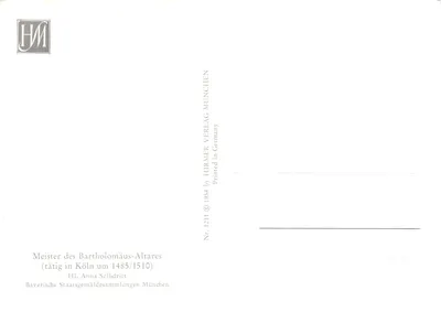 聖アンヌと幼きキリスト — 室内シーンと天使 — 出版元 HIRMER VERLAG MÜNCHEN、番号 1211 — 裏面
